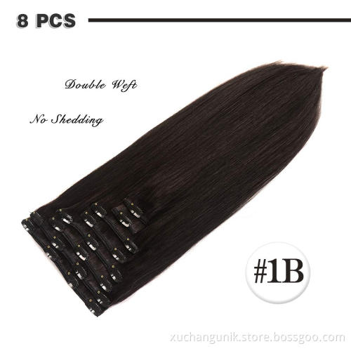Uniky 100% natural virgin indian clip in human hair extensions for black women